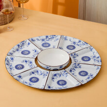 古莜碗盘餐具整套 青花蓝餐具套装团圆碗碟套装盘子碗家用圆桌拼盘