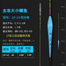 冠标小碎目鲫鱼漂轻口高灵敏鲫鱼漂春钓纳米鱼漂加粗醒目浮漂正品抗风浪抗走水鱼漂 LP-14阴天加粗尾 单支管装（收藏加购送一支）