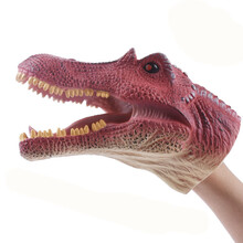 恐龙手偶手套玩具软胶三角霸王龙玩偶头鲨鱼指 脊背龙手偶 红色