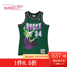 MITCHELL & NESS 复古球衣 SW球迷版 NBA雄鹿队96赛季雷阿伦 MN篮球服网眼透气 绿色 S