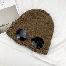 韩国ulzzang原宿搞怪眼镜针织毛线帽子秋冬女加绒加厚保暖套头帽kh