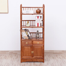 寻古红木家具非洲花梨（学名：刺猬紫檀）书架实木层架厨房置物架带抽屉柜子古董架展示架陈列柜小茶水柜O 单个 长59*宽32*高145cm
