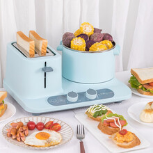 东菱多士炉烤面包机家用烤三明治吐司煎蛋器煮蛋器蒸蛋器电煮锅多功能电火锅DL-3405 清新绿色