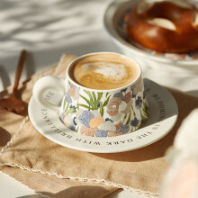 肆月高颜值咖啡杯碟家用陶瓷马克杯下午茶具 咖啡杯+咖啡碟【白色】
