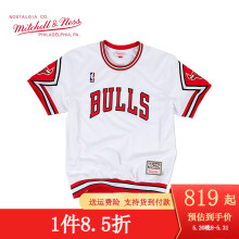 MITCHELL & NESS运动短袖热身服 Authentic投篮服 NBA公牛队圆领T恤 球迷礼品装备 白色 XL