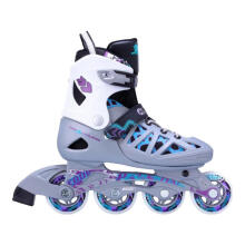 美洲狮（COUGAR） 滑冰鞋可调成人轮滑鞋 欧盟品质 男女款溜冰鞋 成人款 308N 银紫(鞋+护具+头盔+包) L(41-44码)