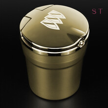 适用于别克GL8英朗君威昂科威君越威朗凯越车载烟灰缸带LED灯 金色 别克专用带车标