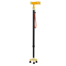 洛伦佐 拐杖四脚拐老人手杖轻便防滑带灯医用拐棍 908铝合金可调节四脚手杖