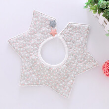 ins韩版360圆形旋转纯棉宝宝围嘴花朵防水婴儿口水巾儿童围嘴围兜 星星小碎花