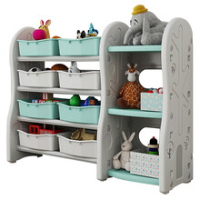 儿童玩具收纳架置物架 幼儿园收纳柜整理架多层宝宝书架绘本架宝宝玩具收纳整理柜 组合四（薄荷绿）