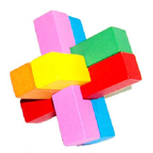 儿童木制解锁智力休闲玩具拆装孔明锁鲁班锁儿童节圣诞新年礼物 彩色六通