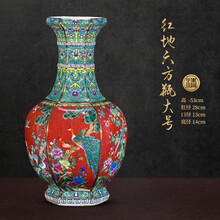 最大半額 中国美術 景德鎮 花瓶 花器 花入 大清乾隆年製 六角 双耳 合