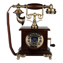 金顺迪 JSD006 欧式复古电话机 美式家用实木仿古座机办公老式固定电话 单支架按键款(插3G联通移动手机卡)