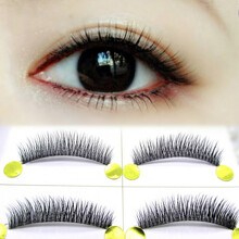 日常自然浓密款 裸妆磨尖透明梗交叉假睫毛 中长款硬梗 适合日常逛街