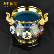 景泰藍 銅胎掐絲琺瑯彩牡丹紋香爐 香道具 骨董品 手工制胎景泰藍掐絲琺瑯如意耳方香爐香薰爐工藝藝術品