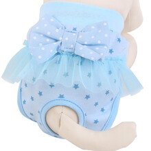 憨憨宠 狗狗生理裤月经裤可水洗母狗姨妈裤姨妈巾蕾丝边内裤尿不湿宠物泰迪狗狗用品 星星蓝 M码 建议体重5~7斤
