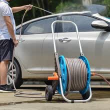 洗车水枪套装金属高压汽车水枪家用园艺浇花增压洗车器洗车水管洗车水抢收纳洗车工具洗车神器 免安装金属高压水枪收纳带轮套装 10米防爆水管