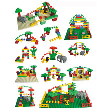 儿童积木桌多功能实木桌兼容大小颗粒积木长方形幼儿园玩具桌 积木   动物乐园212件