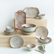 川岛屋 花季日式陶瓷22头餐具套装盘子饭碗面碗汤碗碟套装 釉下彩家用碗筷套装 乔迁送礼餐具 雪樱款22头