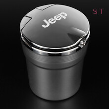 适用于吉普JEEP大切诺基指南者自由光自由侠/客车载烟灰缸带LED灯 银色 JEEP专用带车标