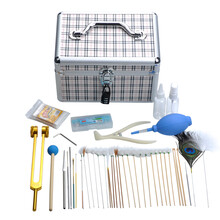 天艺采耳工具专业高套装级耳震手握灯手指头灯挖耳勺掏耳朵铝箱盒 方格铝箱46件套