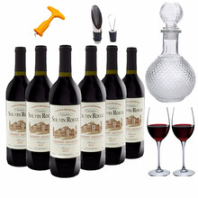 含醒酒器和2酒杯 拉索尔菲西班牙原酒进口红酒干红葡萄酒整箱6支装特价六瓶装送礼 索尔6支+醒酒器+2杯子+2酒具
