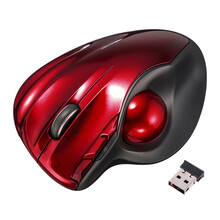 SANWA SUPPLY 人体工学有线/无线激光轨迹球鼠标 自动调整CPI 绘图鼠标 TB44/43 红色无线