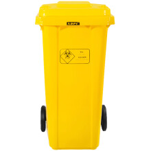 兰诗（LAUTEE）XD-9326 黄色医疗垃圾桶 医院诊所用大号带轮垃圾桶240升普通款