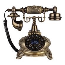 金顺迪 JSD002/皇冠 仿古电话机 欧式复古家用办公座机田园旋转客厅卧室座机 古铜色按键款(插3G联通移动手机卡)