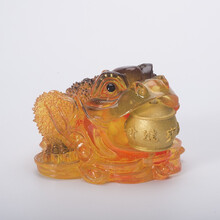 玄女瓷透明树脂手工精品茶玩变色金蟾茶宠茶具配件茶盘摆件 大金蟾透明茶宠