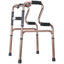 可孚 助行器康复辅助轻便可折叠伸缩四脚拐杖老人病人行走助步器可选带座助行架 【古典铜】八档伸缩/一键折叠