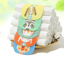 贝特熊 【四层加大】婴儿吸汗巾儿童垫背巾宝宝隔汗巾4层加大纱布5条装大码（适合1-4岁） 卡通吸汗巾5条装