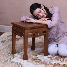 艺铭天下红木家具非洲鸡翅木（学名：非洲崖豆木）方凳实木中式仿古矮凳木凳凳子雕花明清古典换鞋凳 长36*宽36*高42cm