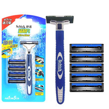 舒适（Schick）剃须刀刮胡刀修毛刀 手动男士 2层刀片 蓝超UltraBlue凡 1刀架5刀头