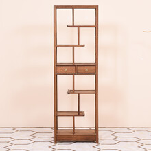 寻古红木家具非洲鸡翅木（学名：非洲崖豆木）博古架全实木客厅隔断玄关柜古董架多宝阁书架茶叶架置物架子M 单个 长59*宽30*高186cm
