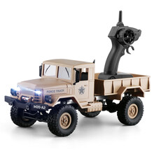 遥控车越野车四驱专业rc遥控车军卡模型遥控汽车玩具男孩 卡其色-抗磨空心圆轮基础版