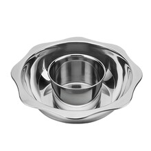 加厚不锈钢火锅盆 母子锅电磁炉用锅中锅子母锅带盖家用火锅锅 34cm