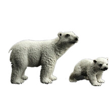 儿童仿真动物园玩具模型野生动物世界套装狮虎河马犀牛大象长颈鹿 北极熊带站姿小熊