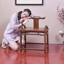 慢象红木家具非洲鸡翅木（学名：非洲崖豆木）矮头椅中式明清 休闲椅实木太师椅矮头椅餐椅 矮头椅 长56*宽40*坐高46(总高71)cm