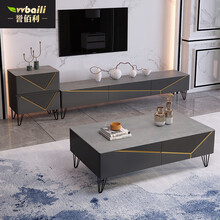 誉佰利 电视柜茶几组合套装意式轻奢客厅现代简约小户型北欧岩板电视机柜 单个1.8米电视柜（阿玛尼灰） 岩玻台面