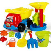 儿童沙滩玩具车套装大号宝宝玩沙子挖沙漏铲子工具女孩玩具 蓝色乐享10件套