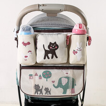 婴儿车大容量置物篮挂包儿童手推车通用多功能防水挂袋宝宝床储物收纳袋 多功能推车挂包【小猫咪】 (送背带)