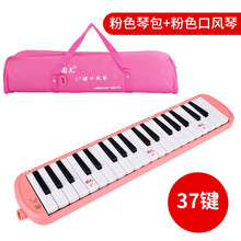 国光口风琴37键学生用老师课堂教学32键儿童初学者成人口吹琴乐器 【37键-软包】粉色+全套赠品