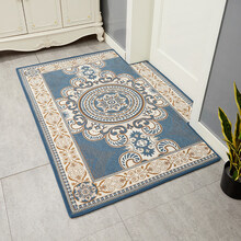 婵美 简欧轻奢进门地垫门垫家用入户门厅脚垫吸水防滑玄关过道客厅茶几毯卧室门口垫子可定制尺寸 AO-蓝色 50x80cm（长方形）