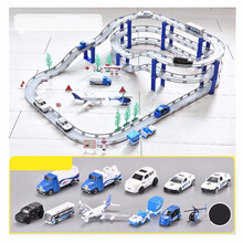 儿童玩具电动轨道车组装跑道赛车小火车男孩汽车3-6岁4-5 机场（4辆电动车+9合金车）