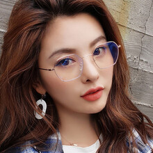 帕娜美菈防辐射近视眼镜框男女电脑护目镜超轻韩版潮复古多边形网红款平光镜 玫瑰金 【防辐射 防蓝光】无度数