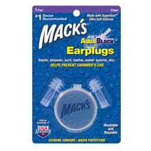 美国MACK'S专业游泳耳塞洗澡防水降噪潜水水上运动男女可用 透明1对装