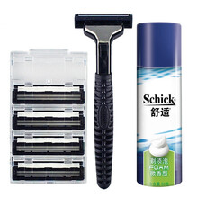 舒适（Schick）剃须刀刮胡刀修胡刀刮毛刀 手动男士 2层刀片双层润滑 1刀架5刀头+50克须泡