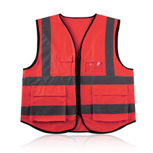 环卫工人交通骑行驾驶员夜间荧光发光安全服 多兜红色