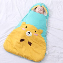 婴儿睡袋宝宝秋冬包被新生儿襁褓睡袋防踢被夏季空调房0-1岁新生儿防惊跳睡袋 小熊秋冬款【内胆可卸】